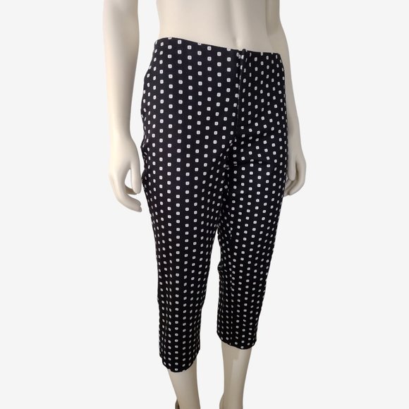 Worthington Black Mid Rise Geometric Square Print Capri Pants Size 8 - Picture 3 of 11